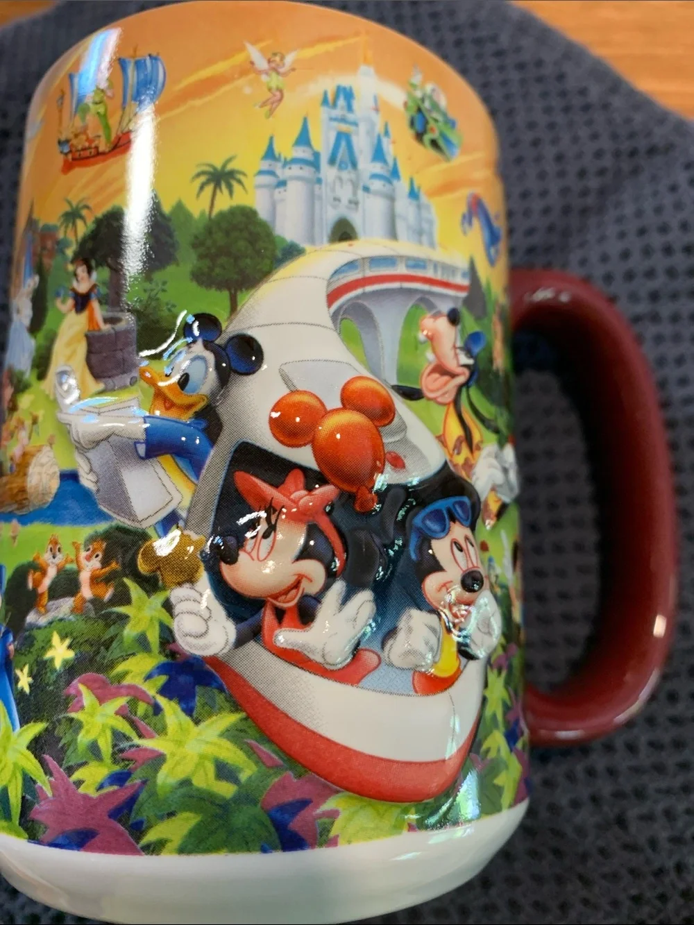 Disney Maroon Ceramic Mug with White Walt Disney World Logo